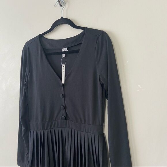 ASOS-PLEATED button front long sleeve dress (Size:US 6) - Picture 6 of 7